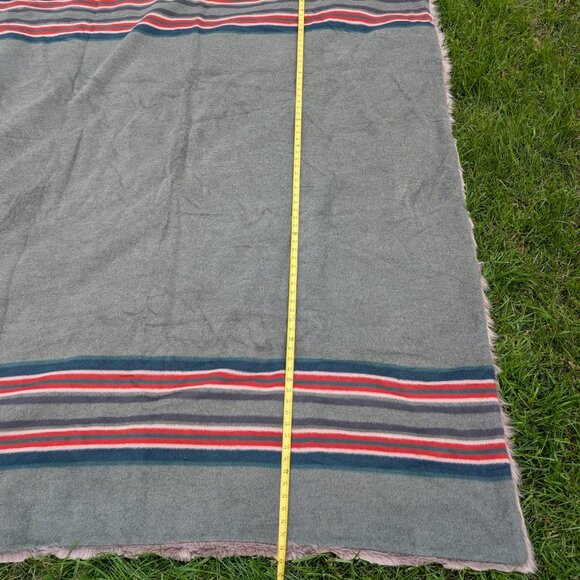 Pendleton PotteryBarn Wool-Acrylic Faux Fur Striped Yakima Camping Blanket - Picture 6 of 9